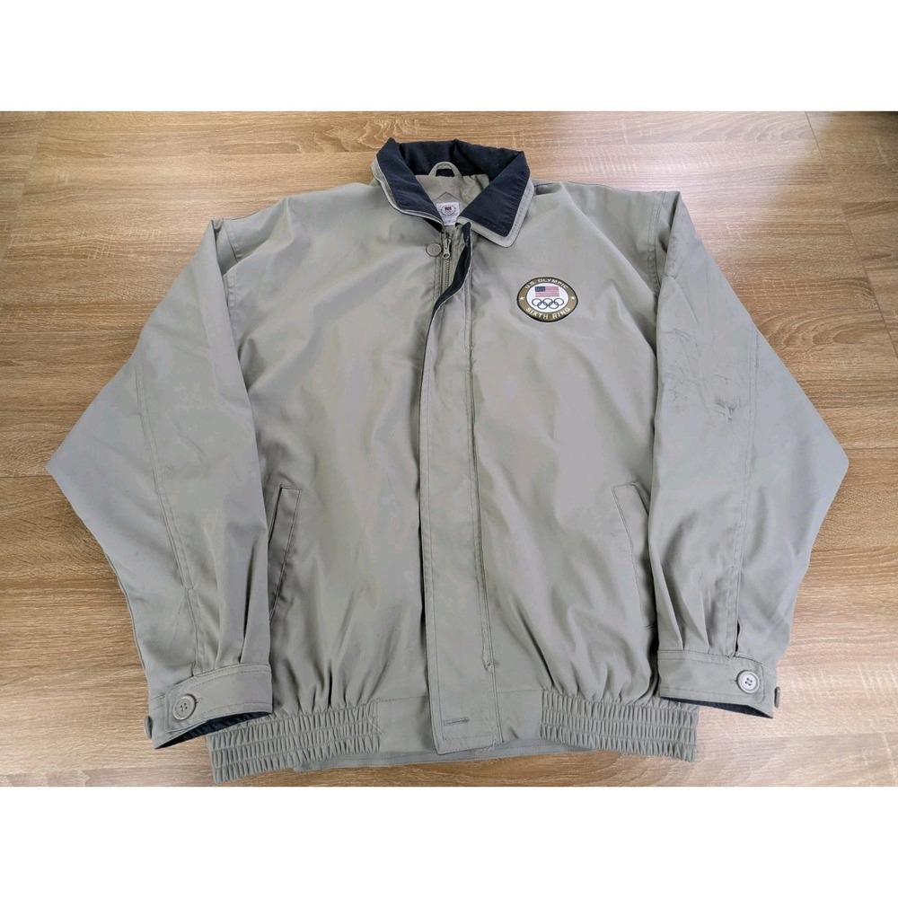 Vintage U.S. Olympic Committee Sixth Ring Jacket Men's XXL Tan Khaki Windbreaker